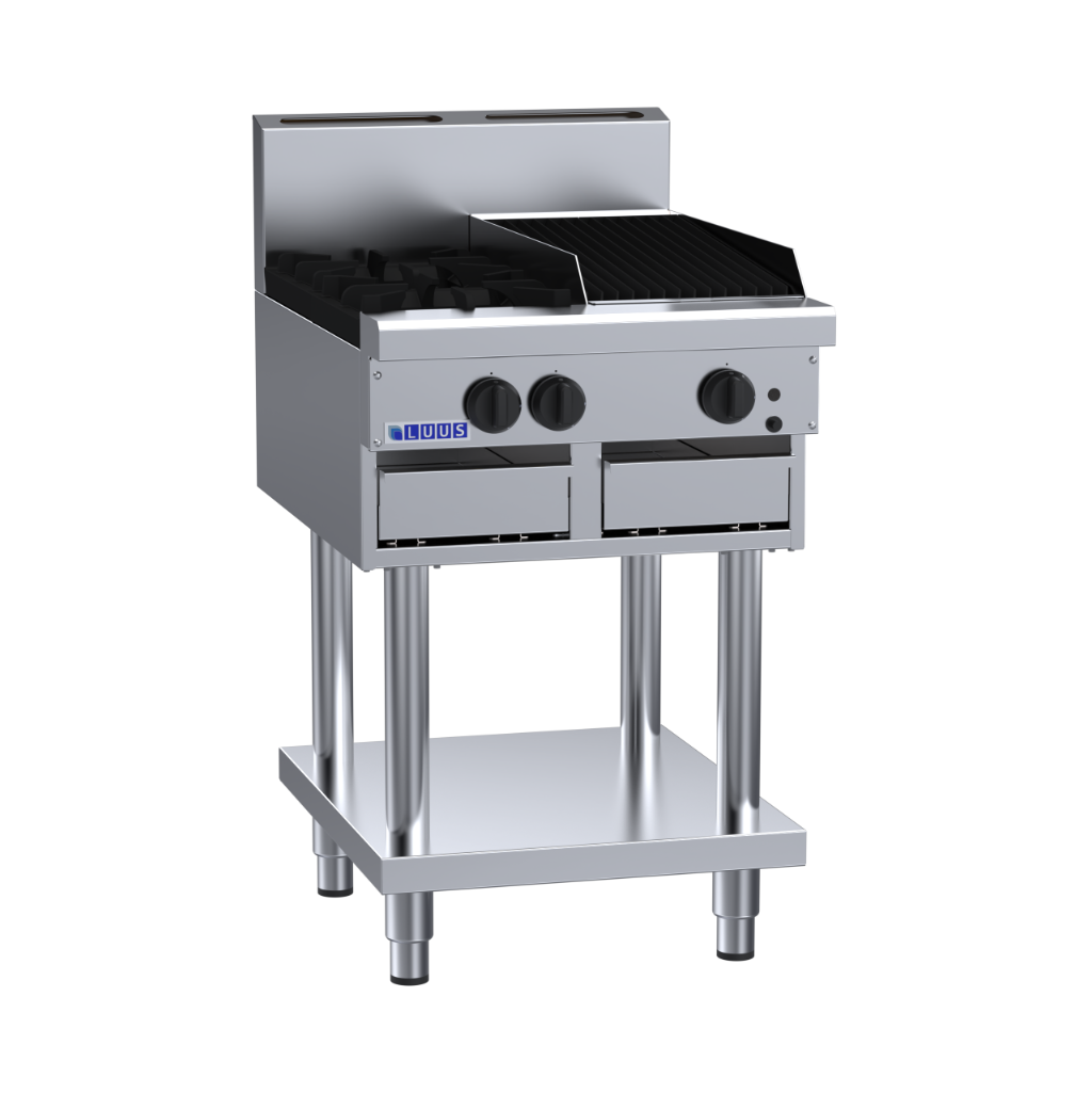CS-2B3C: 600mm Commercial Gas 2 Burner & 300mm Chargrill Cooktop
