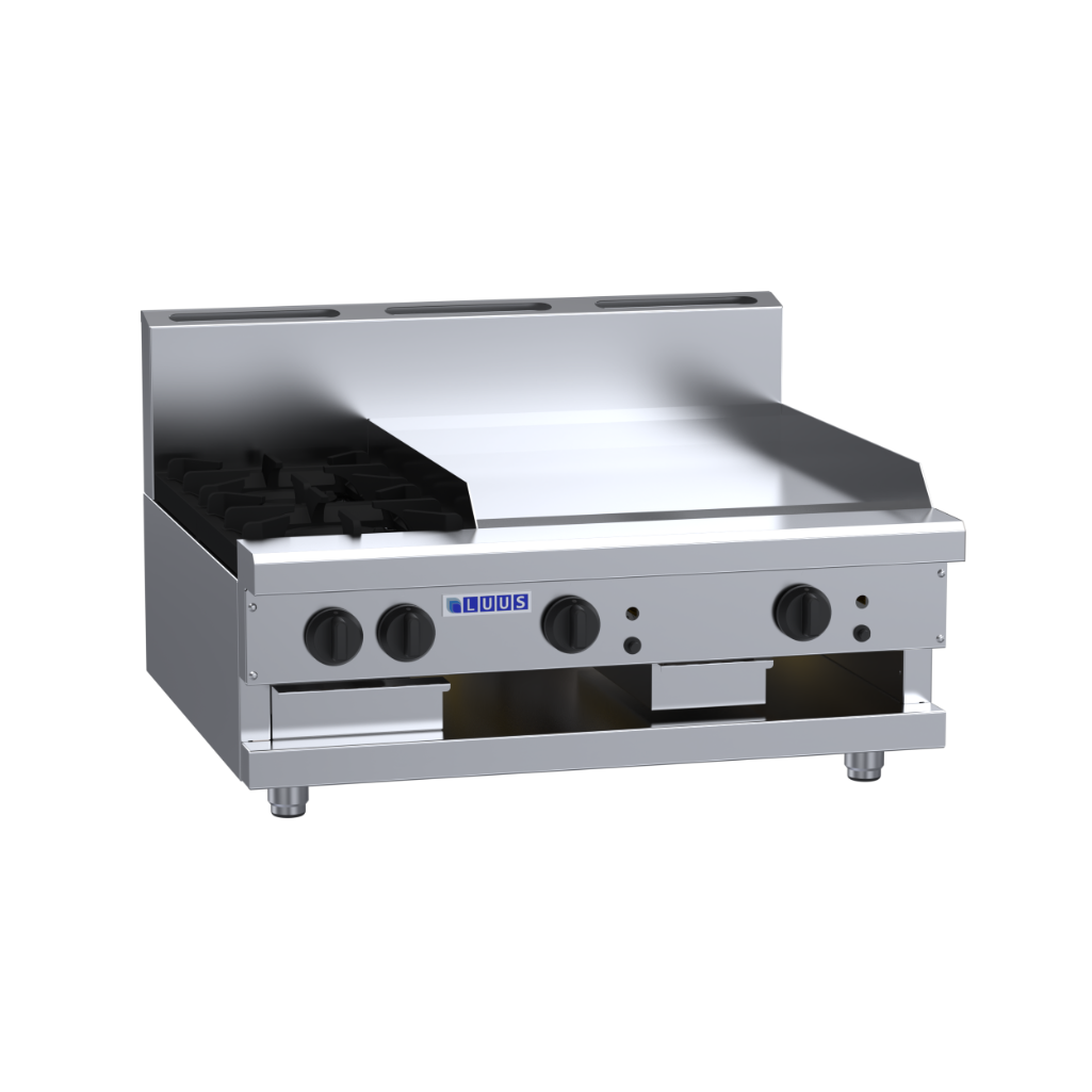 CS-2B6P: 900mm Commercial Gas 2 Burner & 600mm Griddle Cooktop