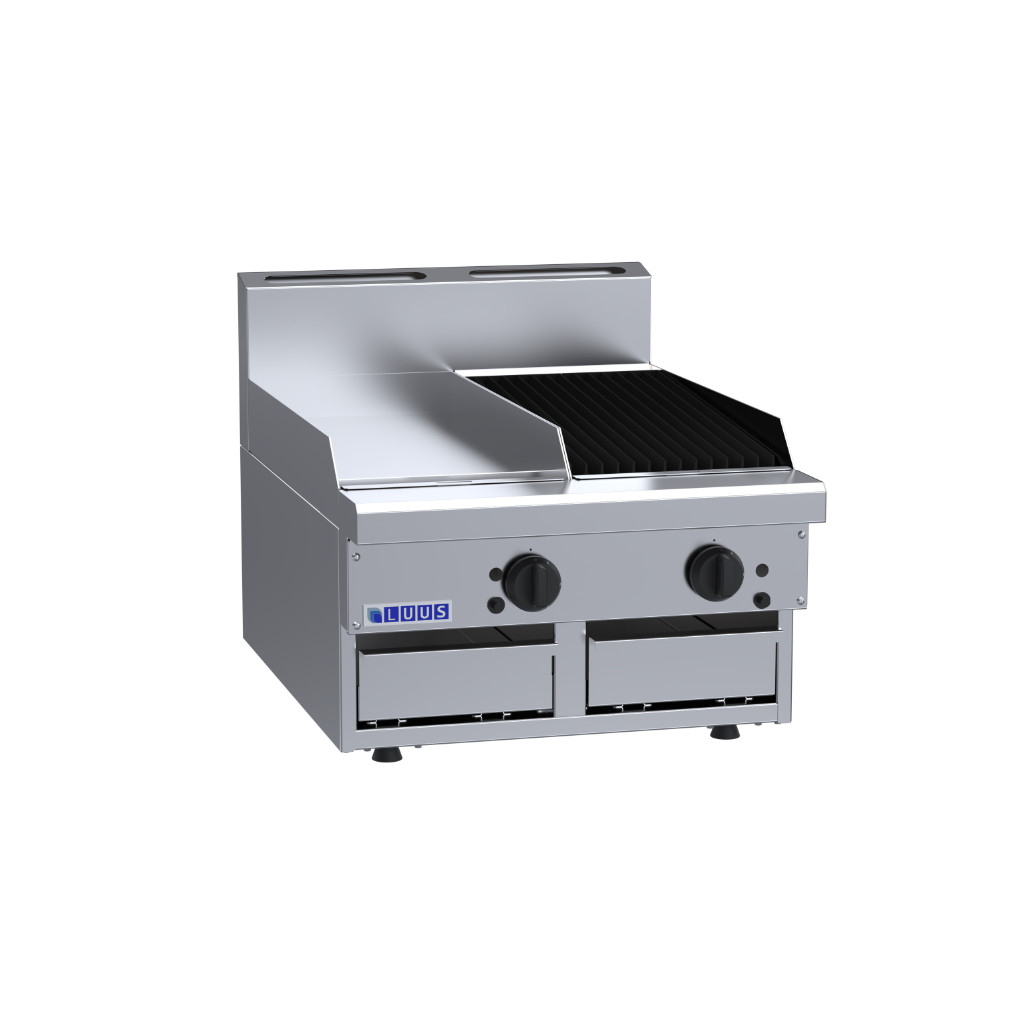 CS-3P3C: 600mm Commercial Gas 300mm Griddle & 300mm Chargrill