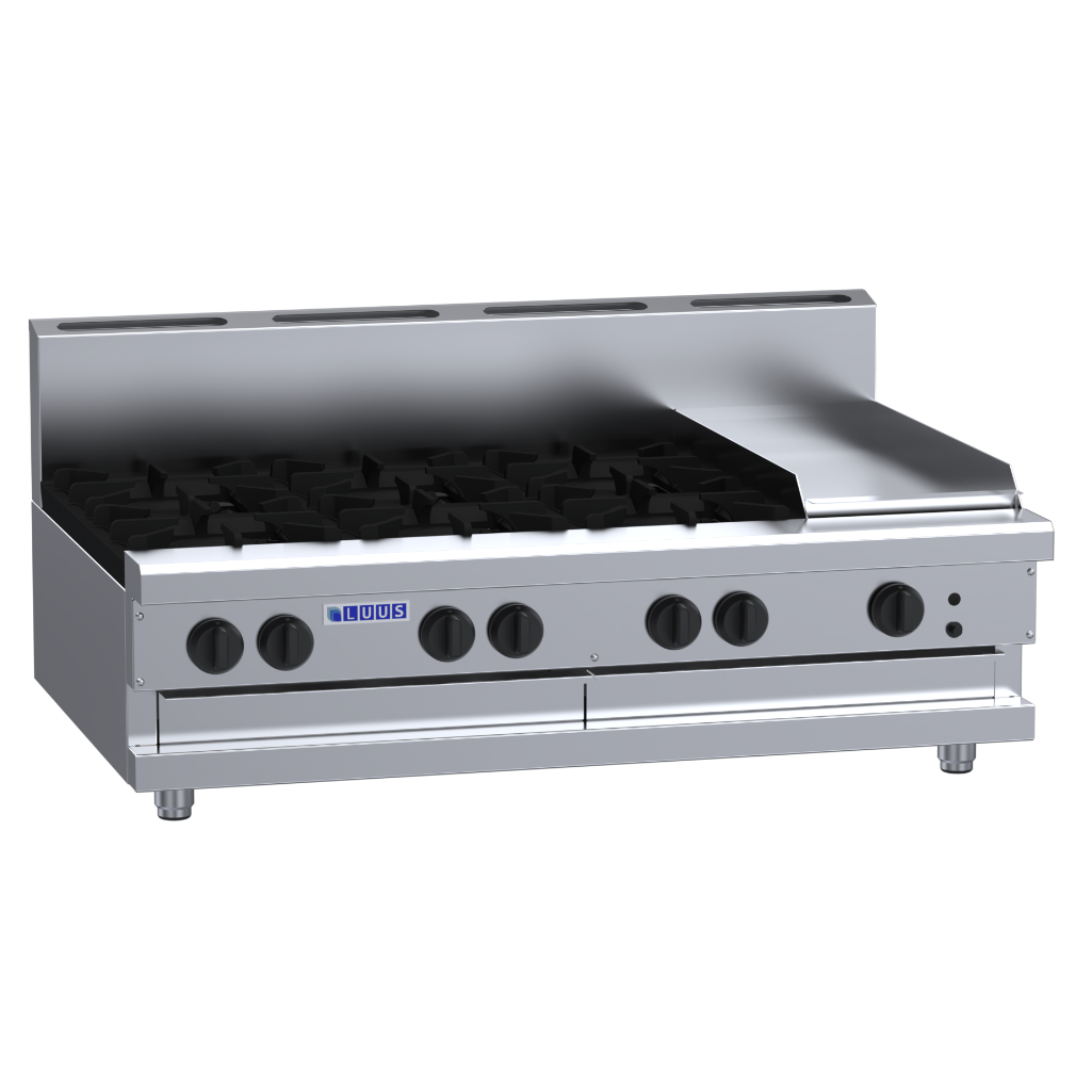CS-6B3P: 1200mm Commercial Gas 6 Burner & 300mm Griddle Cooktop