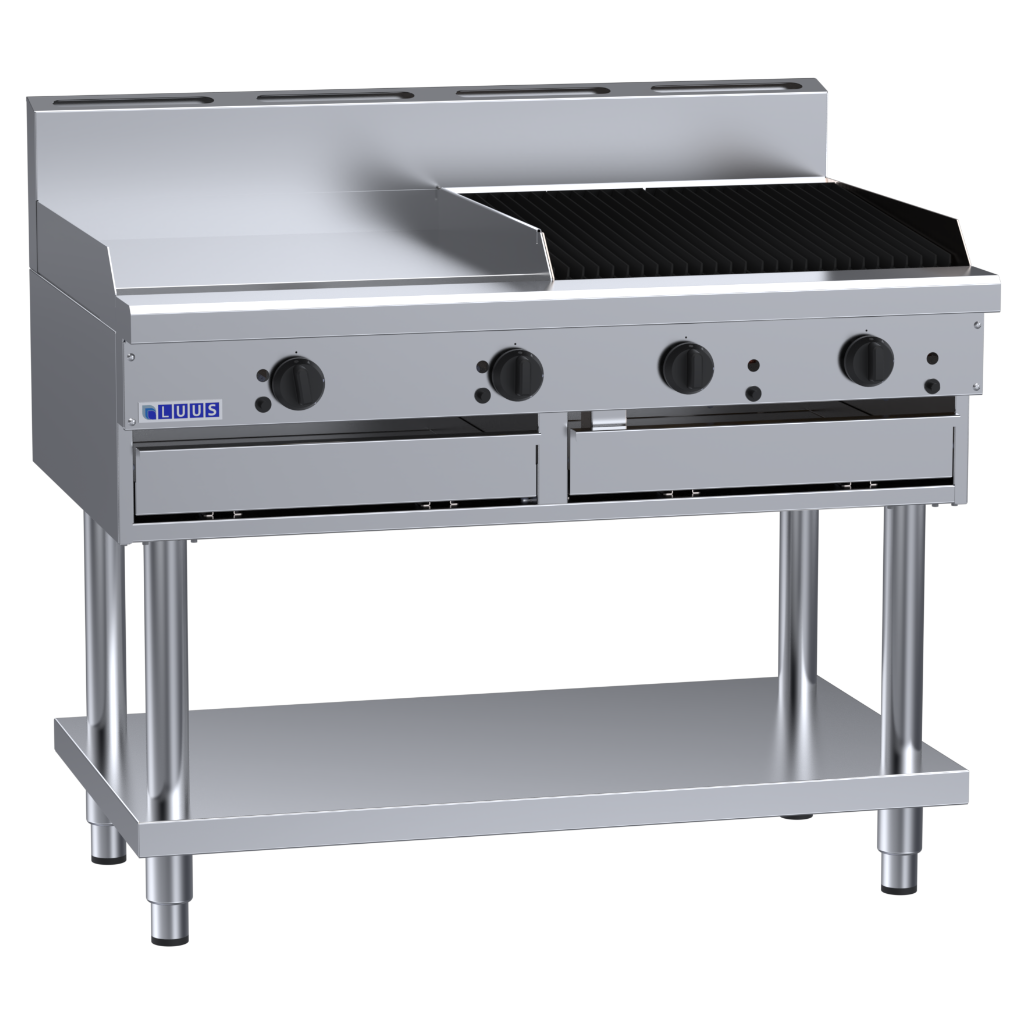 CS-6P6C: 1200mm Commercial Gas 600mm Griddle & 600mm Chargrill
