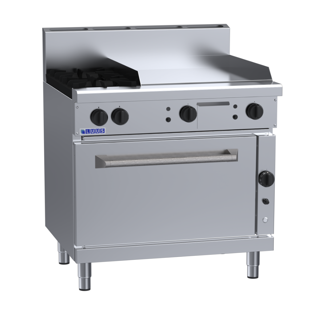 RF-2B6P: 900mm Gas 2 Burner 600mm Griddle Range & Convection Oven