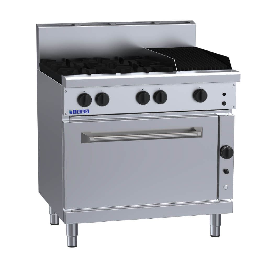 RF-4B3C: 900mm Gas 4 Burner 300mm Chargrill Range & Convection Oven