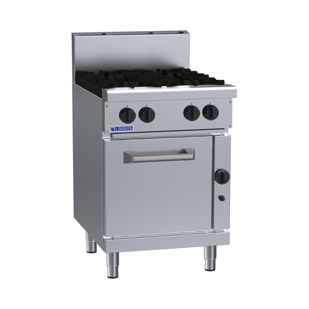 RS-4B: 600mm Commercial 4 Burner Range with Static Oven