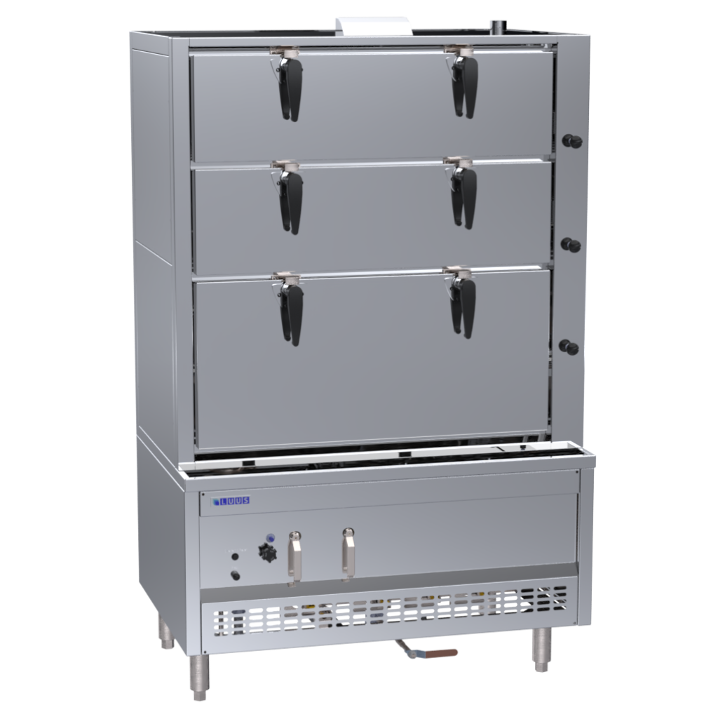 SCM-120: 1200mm Commercial Gas 3 Tier Auto-Refill Steam Cabinet