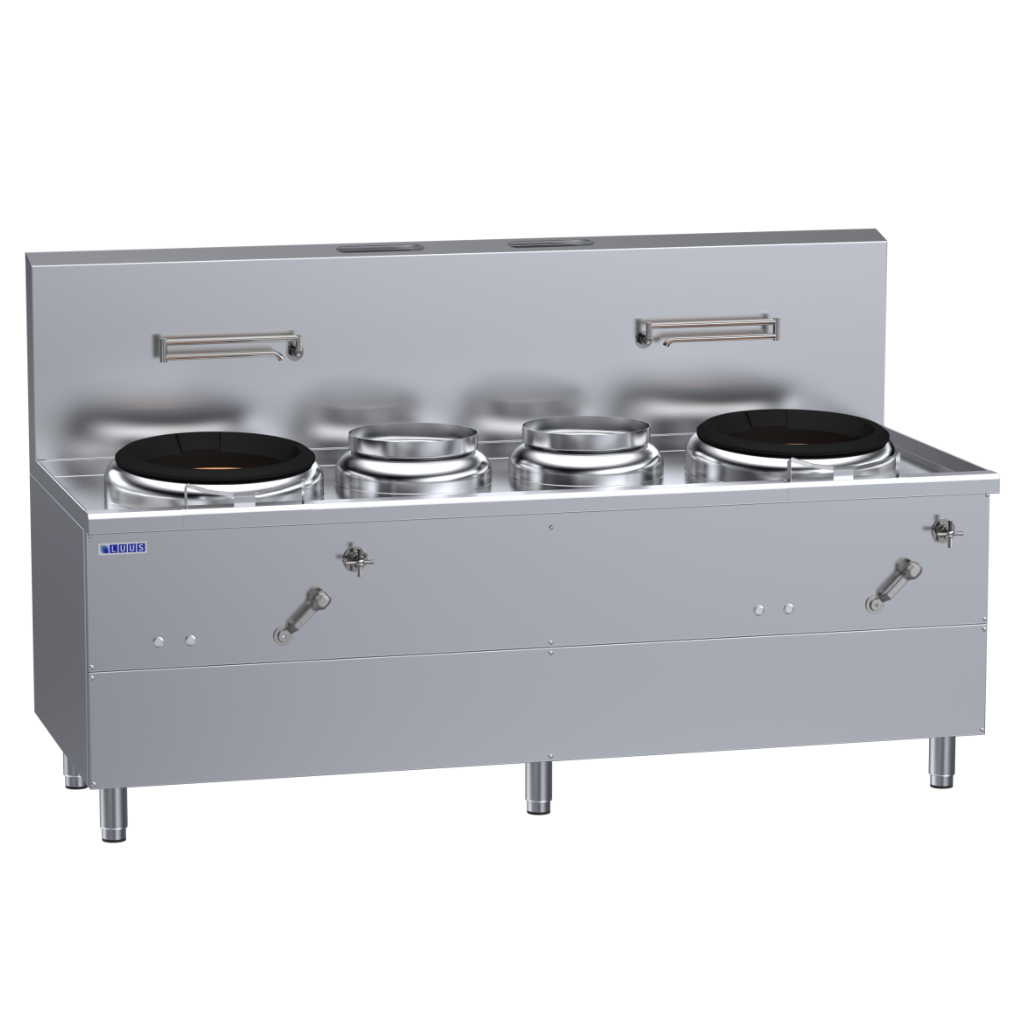 WV-1A2P1A: 2200mm Commercial Gas Fo San Wok & 2 x Center Pot Combo