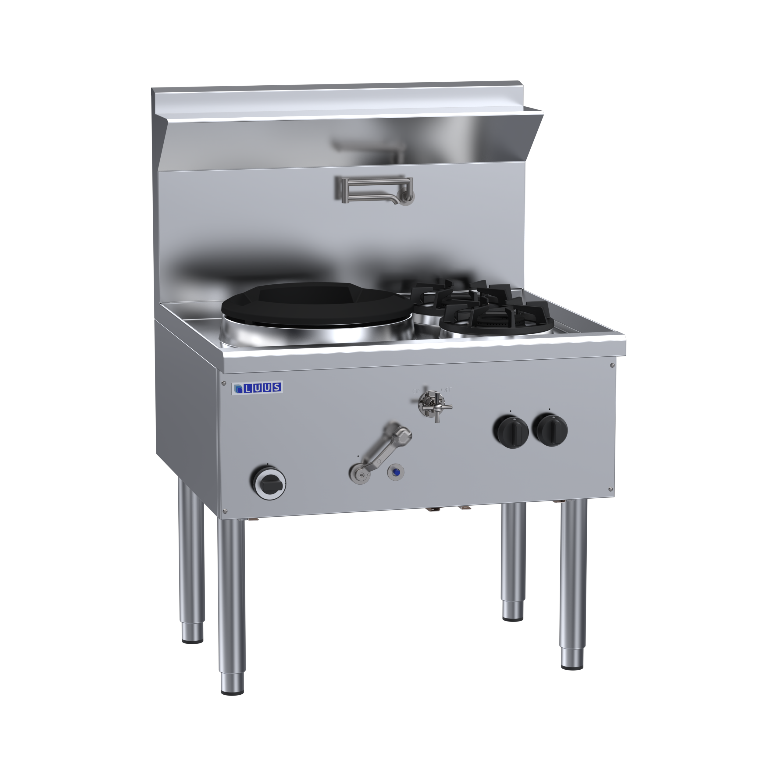 WZ-1C2B: 900mm Commercial Gas Waterless 1 Hole Wok + 2 Burners