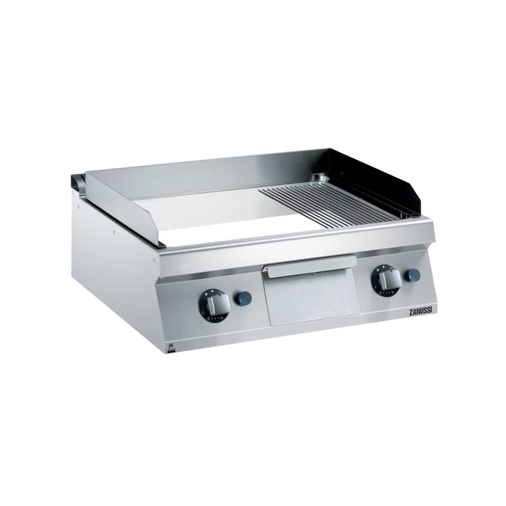 EVO700: 800mm Commercial Gas Smooth Ribbed Polished Chrome Fry Top