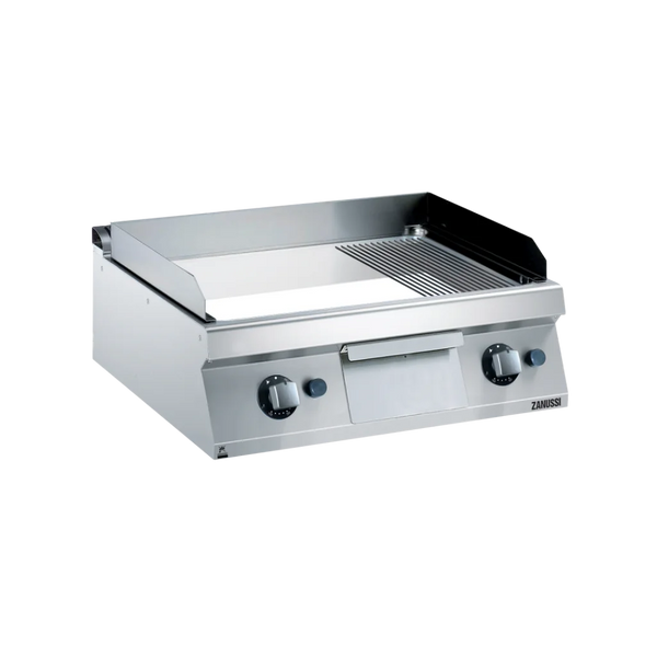 EVO700: 800mm Commercial Gas Smooth Ribbed Polished Chrome Fry Top