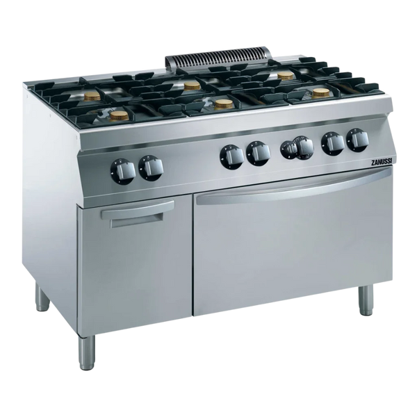 EVO700: 1200mm Commercial Gas 6 Burner Cooktop with Gas Oven + Cupboard