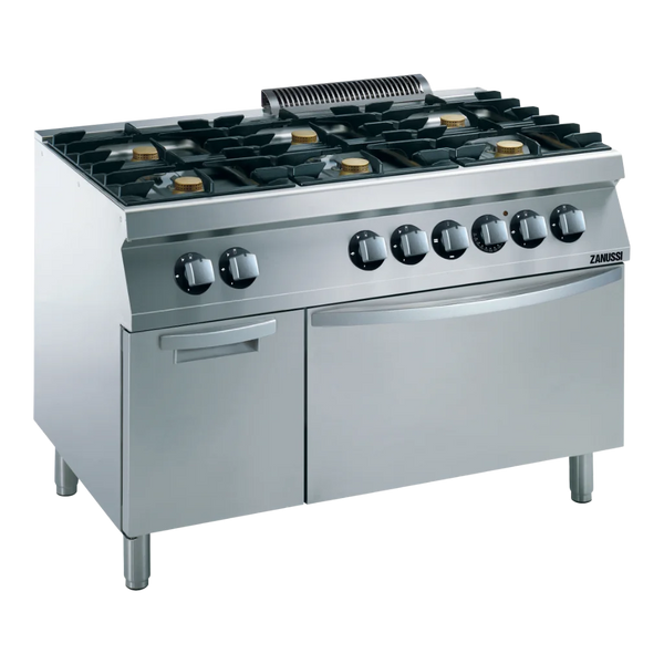 EVO700: 1200mm Commercial Gas 6 Burner Cooktop with Electric Oven + Cupboard