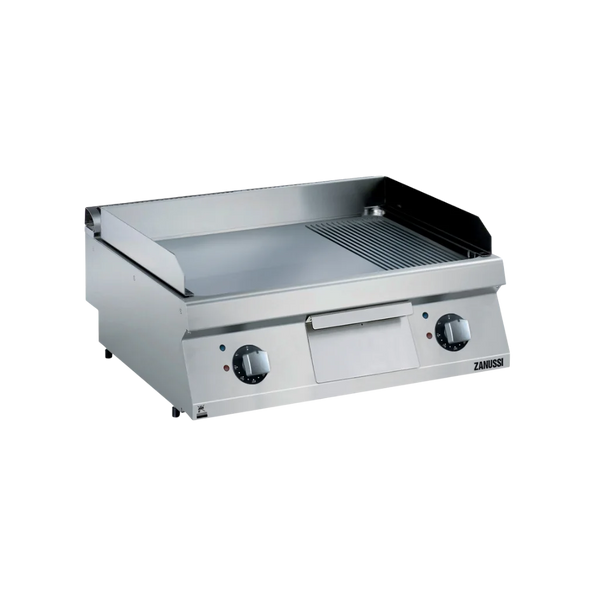 EVO700: 800mm Commercial Electric Smooth Ribbed Polished Chrome Fry Top