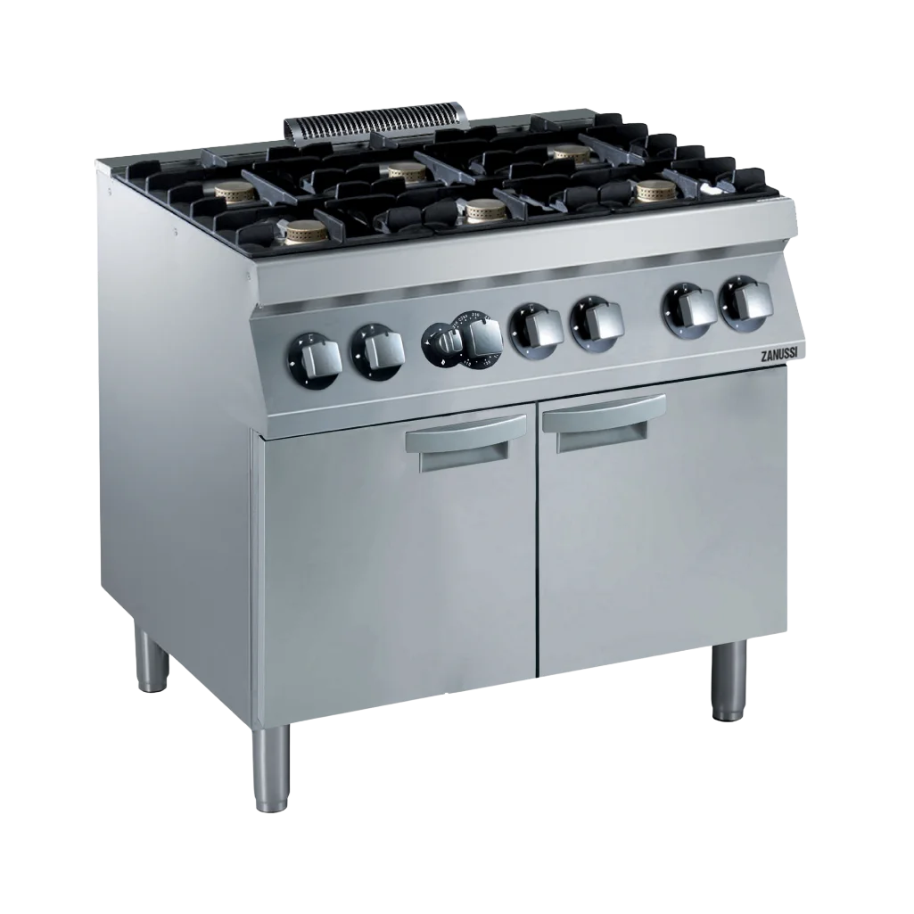 EVO700: 900mm Commercial Gas 6 Burner Cooktop with Large Gas Static Oven