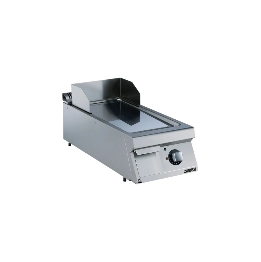 EVO900: 400mm Commercial Electric Smooth Polished Chrome Sloped Fry Top