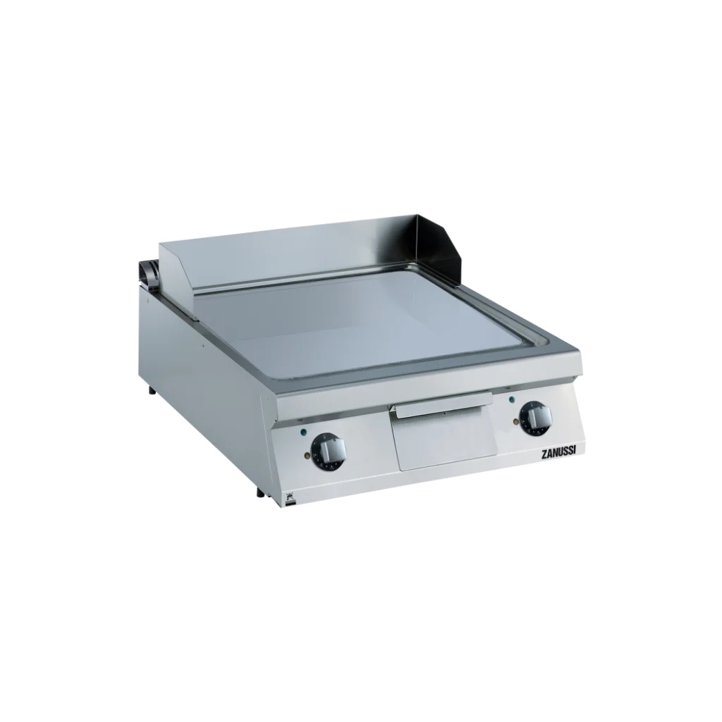 EVO900: 800mm Commercial Electric Smooth Polished Chrome Sloped Fry Top