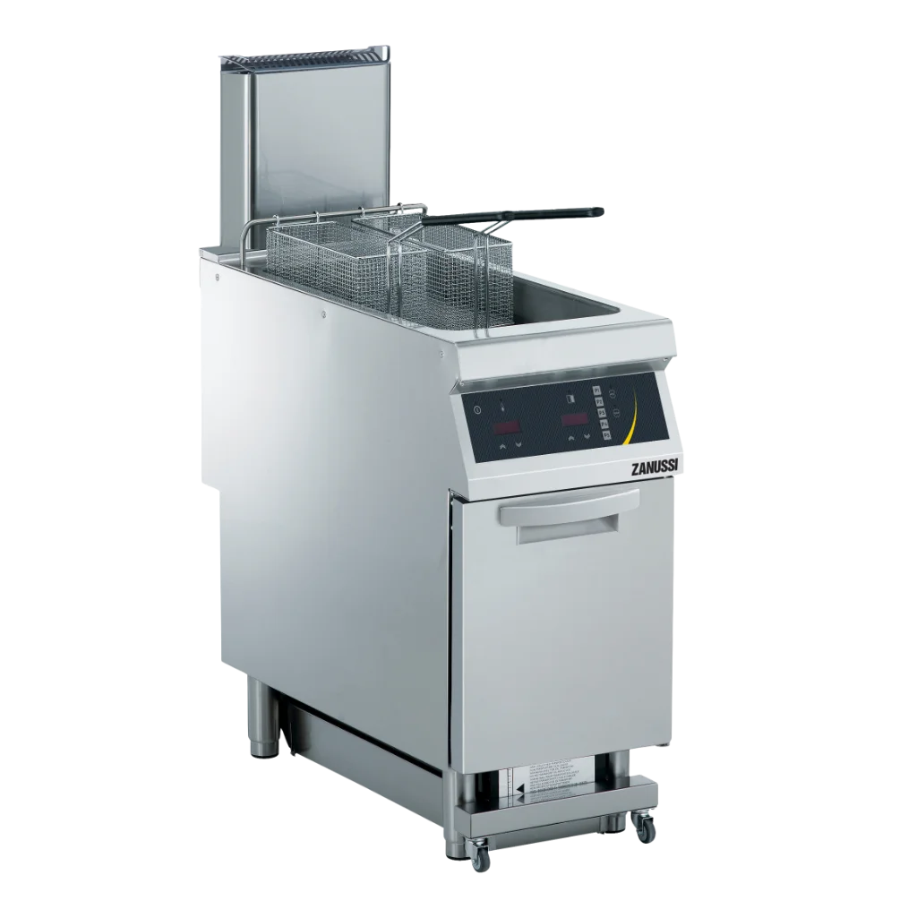EVO900: 400mm Commercial Gas Single Well 23L V Fryer Electronic Pump