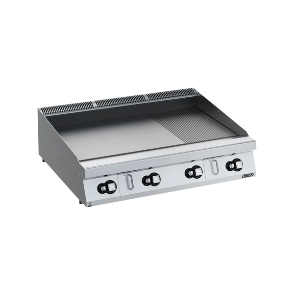 EVO900: 1200mm Commercial Gas Smooth Ribbed Chromium Plate Fry Top HP