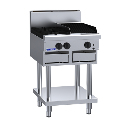 CS-2B3C: 600mm Commercial Gas 2 Burner &amp; 300mm Chargrill Cooktop