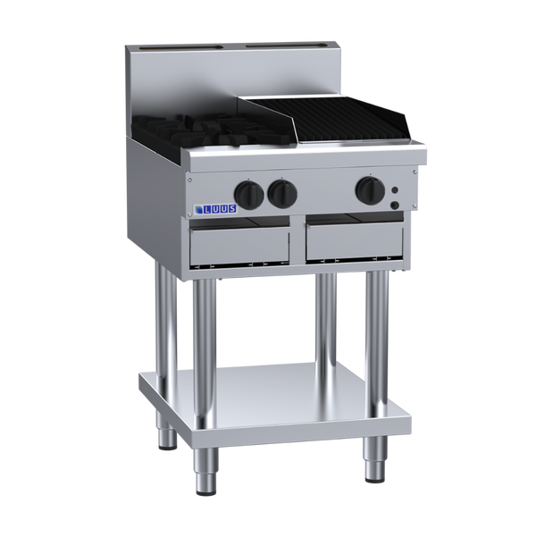 CS-2B3C: 600mm Commercial Gas 2 Burner & 300mm Chargrill Cooktop
