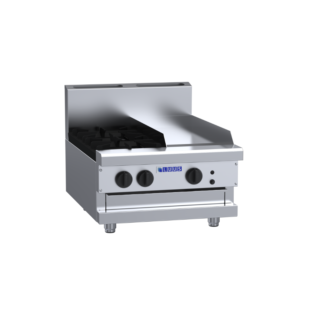 CS-2B3P: 600mm Commercial Gas 2 Burner &amp; 300mm Griddle Cooktop