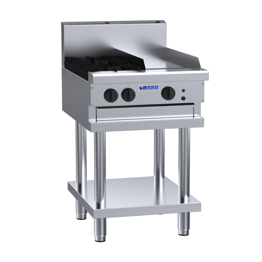 CS-2B3P: 600mm Commercial Gas 2 Burner &amp; 300mm Griddle Cooktop