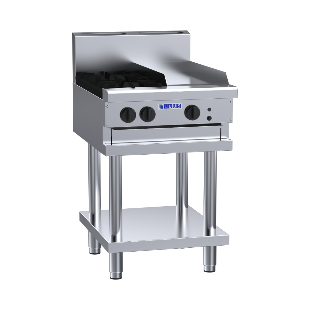 CS-2B3P: 600mm Commercial Gas 2 Burner &amp; 300mm Griddle Cooktop