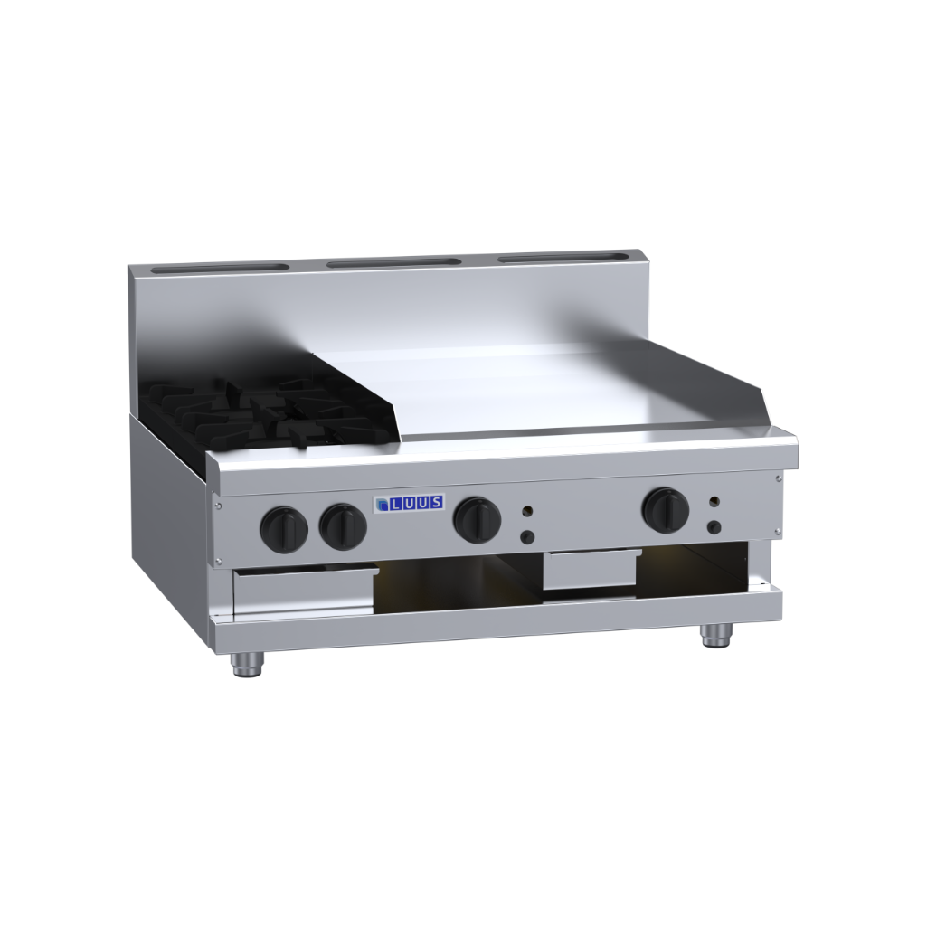 CS-2B6P: 900mm Commercial Gas 2 Burner &amp; 600mm Griddle Cooktop