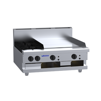 CS-2B6P: 900mm Commercial Gas 2 Burner &amp; 600mm Griddle Cooktop