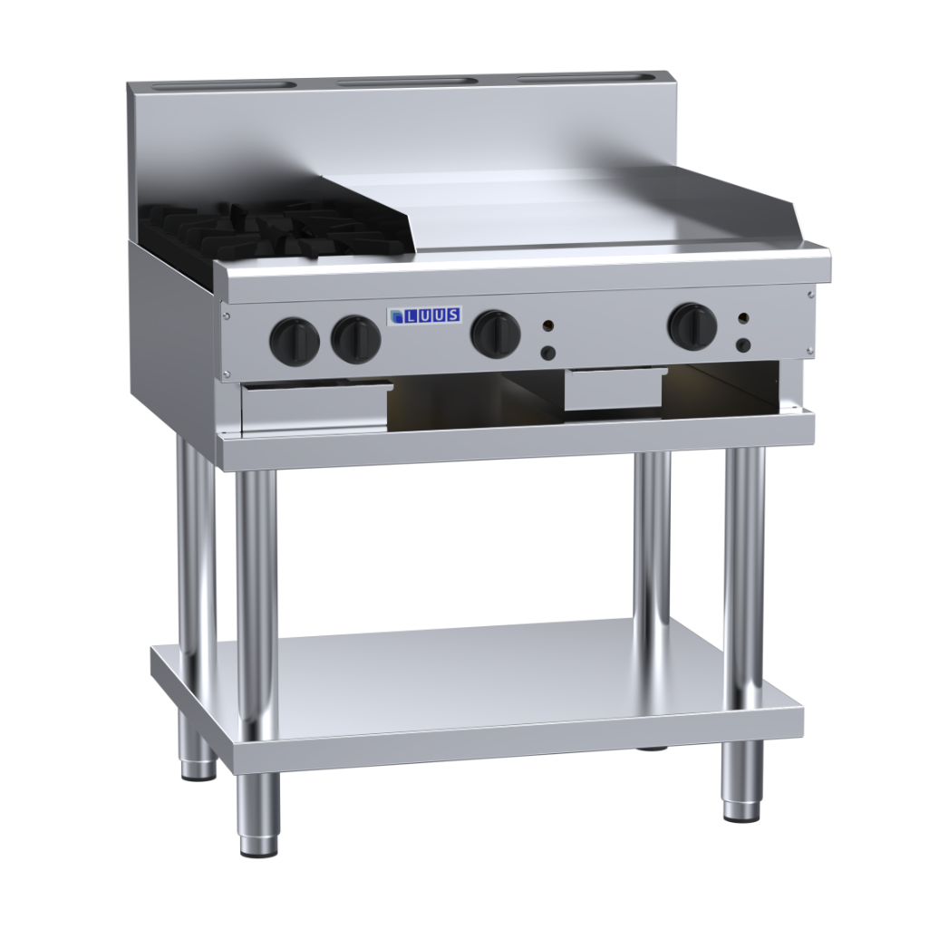 CS-2B6P: 900mm Commercial Gas 2 Burner &amp; 600mm Griddle Cooktop