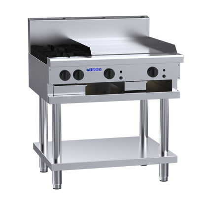 CS-2B6P: 900mm Commercial Gas 2 Burner &amp; 600mm Griddle Cooktop