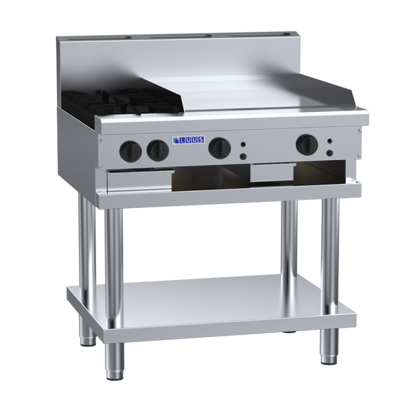 CS-2B6P: 900mm Commercial Gas 2 Burner & 600mm Griddle Cooktop