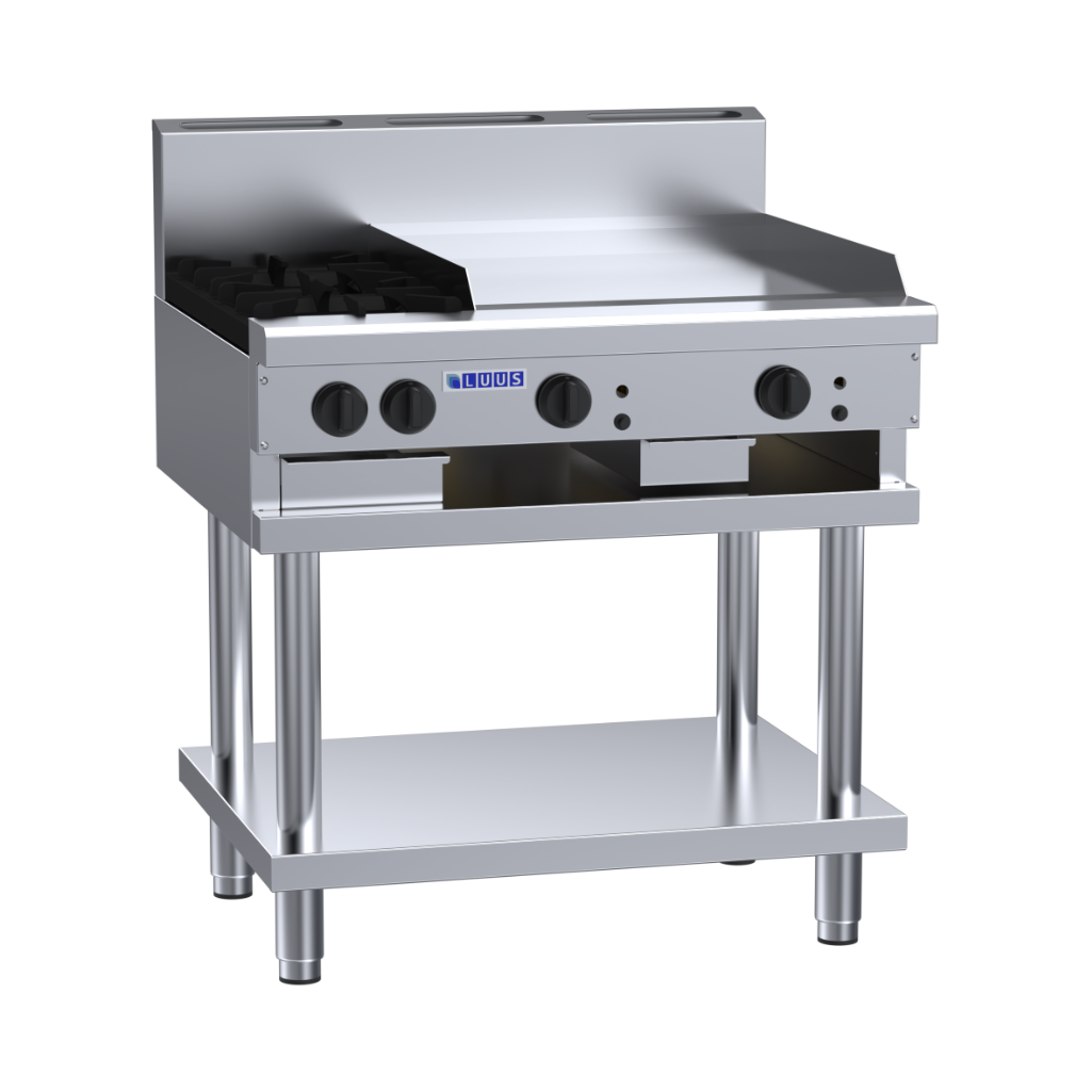 CS-2B6P: 900mm Commercial Gas 2 Burner &amp; 600mm Griddle Cooktop