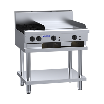 CS-2B6P: 900mm Commercial Gas 2 Burner &amp; 600mm Griddle Cooktop