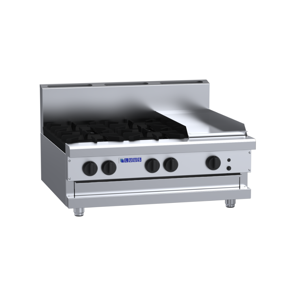 CS-4B3P: 900mm Commercial Gas 4 Burner &amp; 300mm Griddle Cooktop
