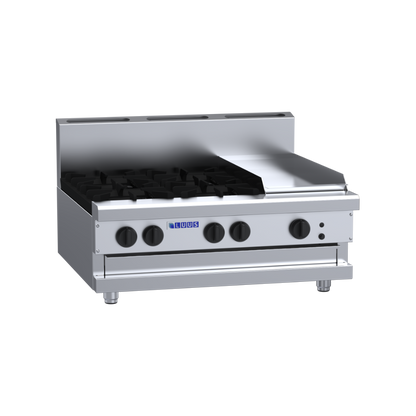CS-4B3P: 900mm Commercial Gas 4 Burner &amp; 300mm Griddle Cooktop