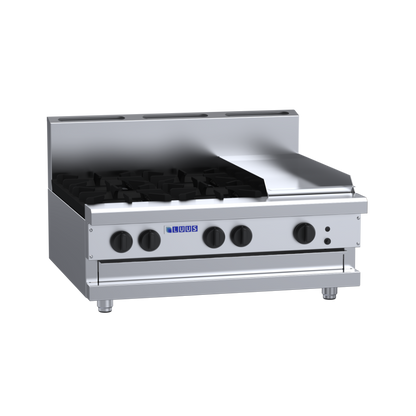 CS-4B3P: 900mm Commercial Gas 4 Burner &amp; 300mm Griddle Cooktop