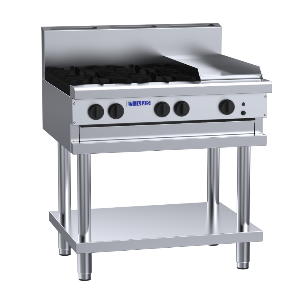 CS-4B3P: 900mm Commercial Gas 4 Burner &amp; 300mm Griddle Cooktop