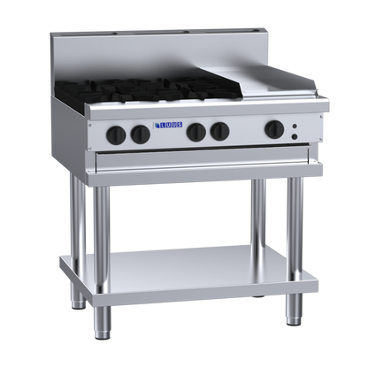 CS-4B3P: 900mm Commercial Gas 4 Burner &amp; 300mm Griddle Cooktop