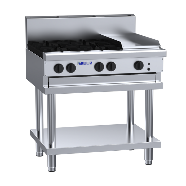 CS-4B3P: 900mm Commercial Gas 4 Burner & 300mm Griddle Cooktop