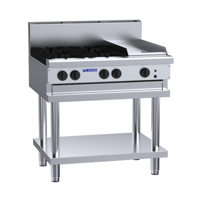 CS-4B3P: 900mm Commercial Gas 4 Burner &amp; 300mm Griddle Cooktop
