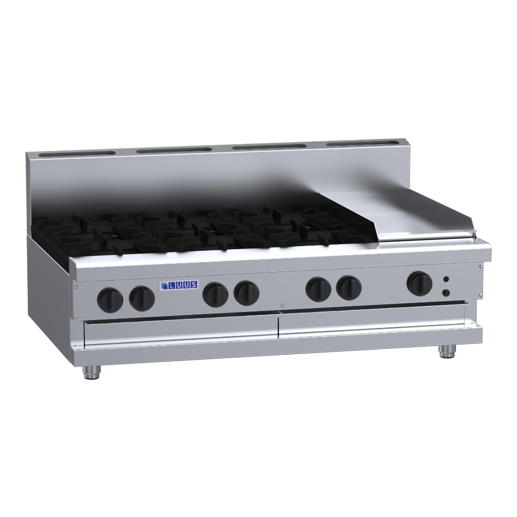 CS-6B3P: 1200mm Commercial Gas 6 Burner &amp; 300mm Griddle Cooktop