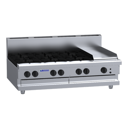 CS-6B3P: 1200mm Commercial Gas 6 Burner &amp; 300mm Griddle Cooktop