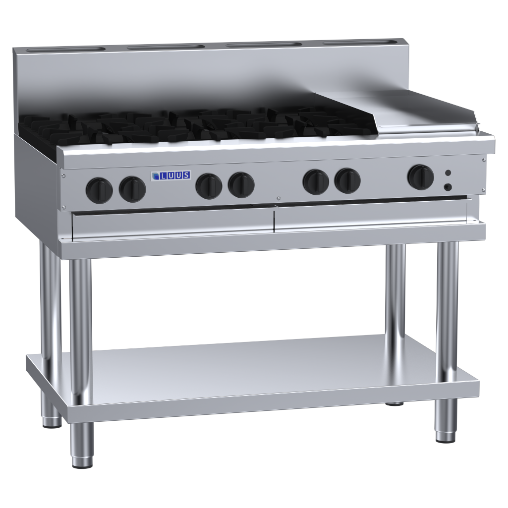 CS-6B3P: 1200mm Commercial Gas 6 Burner &amp; 300mm Griddle Cooktop