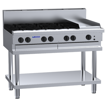 CS-6B3P: 1200mm Commercial Gas 6 Burner &amp; 300mm Griddle Cooktop