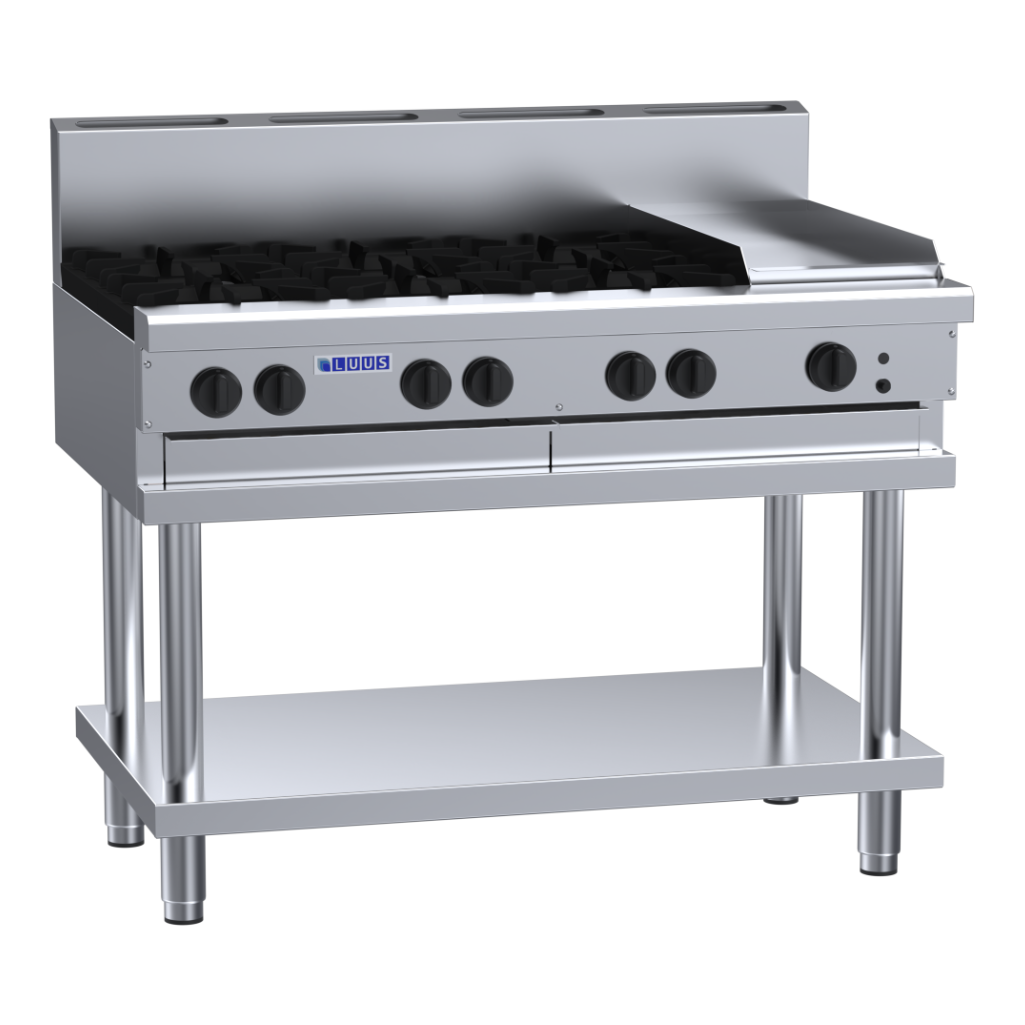 CS-6B3P: 1200mm Commercial Gas 6 Burner &amp; 300mm Griddle Cooktop