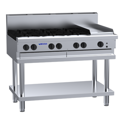 CS-6B3P: 1200mm Commercial Gas 6 Burner &amp; 300mm Griddle Cooktop