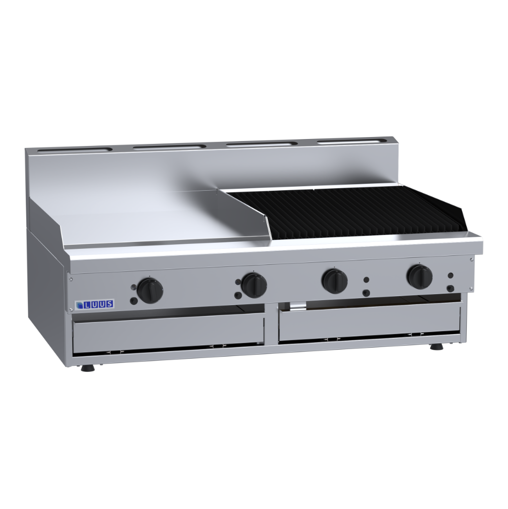 CS-6P6C: 1200mm Commercial Gas 600mm Griddle &amp; 600mm Chargrill
