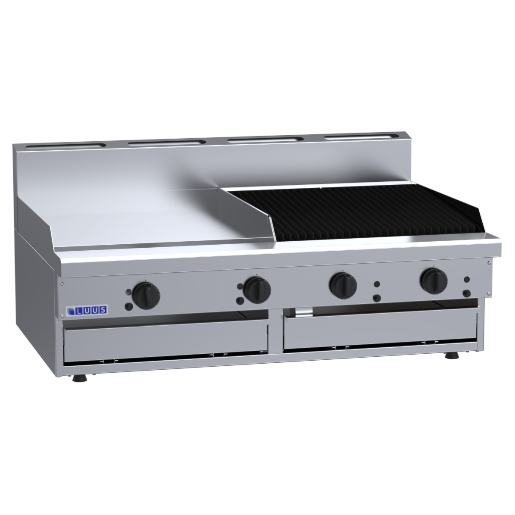 CS-6P6C: 1200mm Commercial Gas 600mm Griddle &amp; 600mm Chargrill