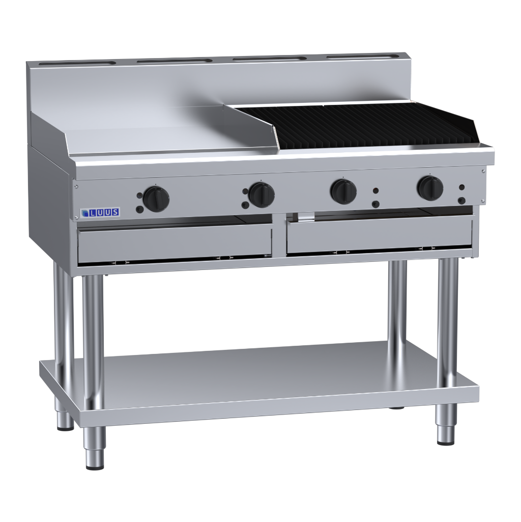 CS-6P6C: 1200mm Commercial Gas 600mm Griddle &amp; 600mm Chargrill
