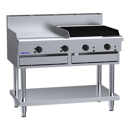 CS-6P6C: 1200mm Commercial Gas 600mm Griddle &amp; 600mm Chargrill